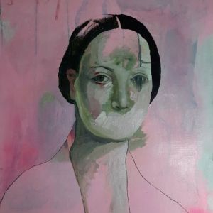 Portrait on pink  65x53 cm
